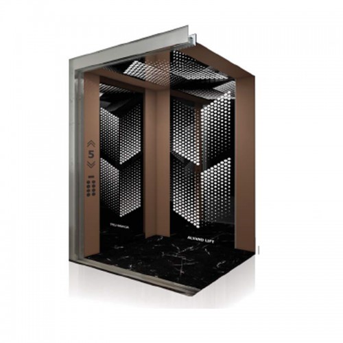 کابین آسانسور الوند لیفت با نورپردازی مدرن در سقف و دیواره مدل AL 010